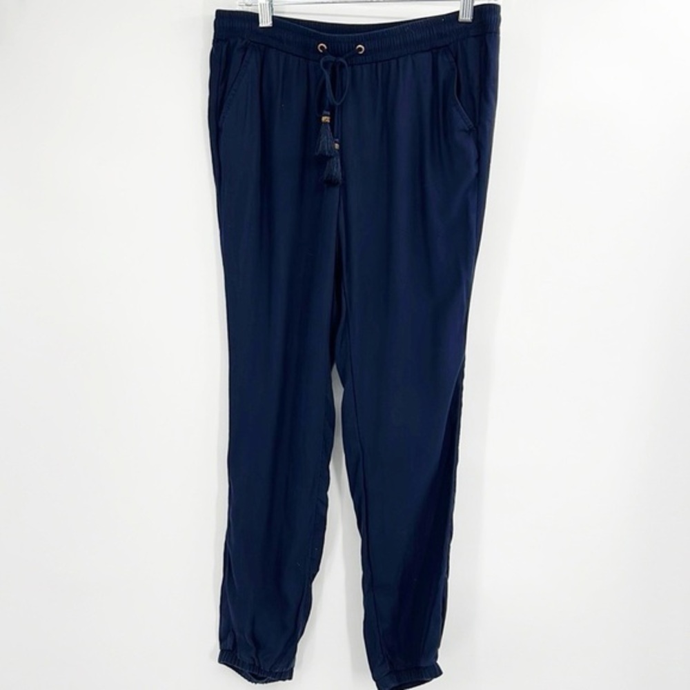Lilly Pulitzer Linen Drawstring Jogger Pants Navy Blue size small